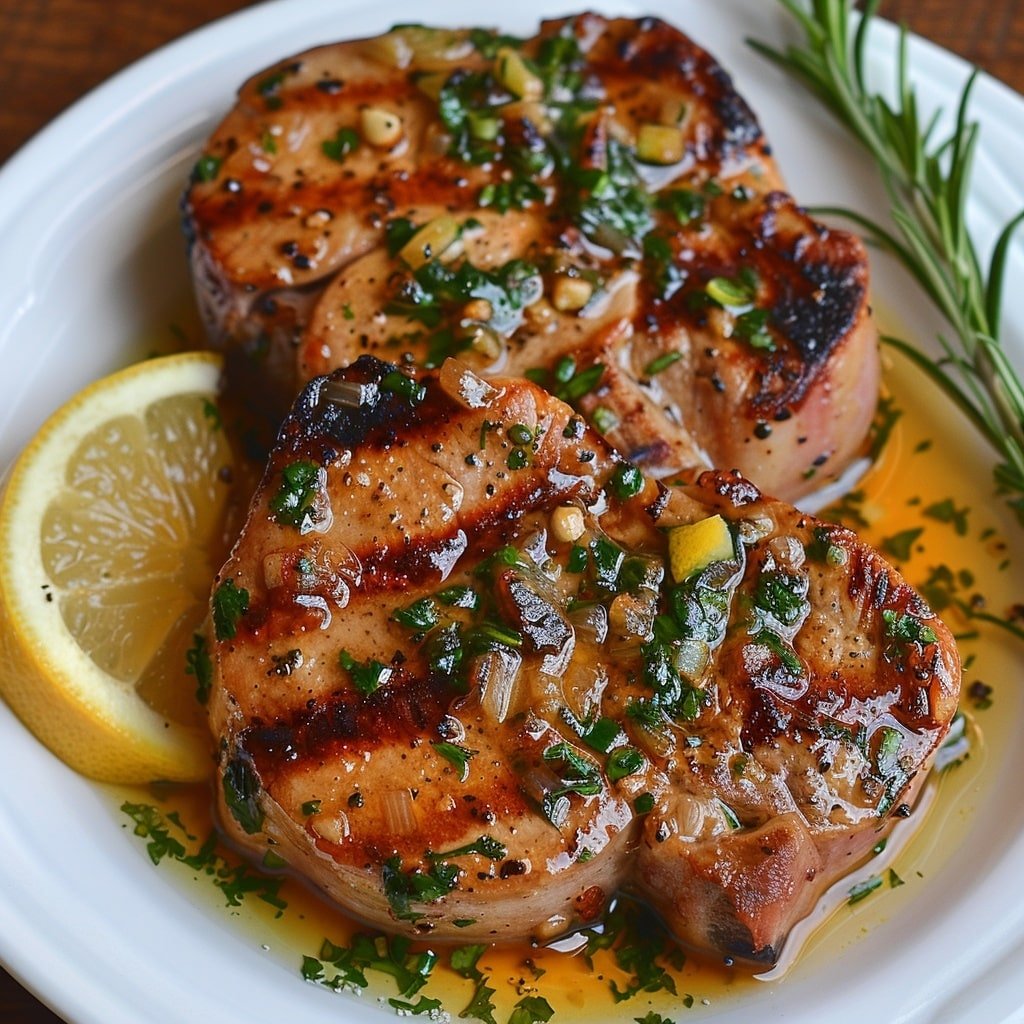 Juicy Sicilian Pork Chops with Herbs, Garlic, and Lemon Recipe - Recipe Image